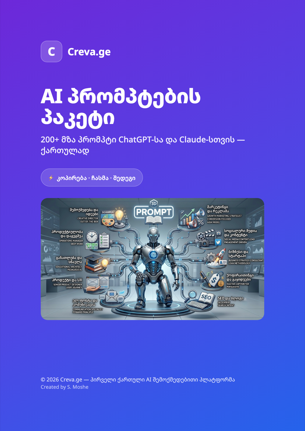 AI პრომპტების პაკეტი — 200+ ChatGPT/Claude